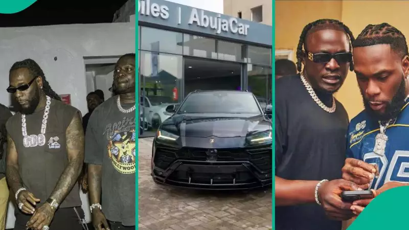 Burna Boy Stuns Fans With ₦800 Million Lamborghini Gift Following Friend's Tesla Crash