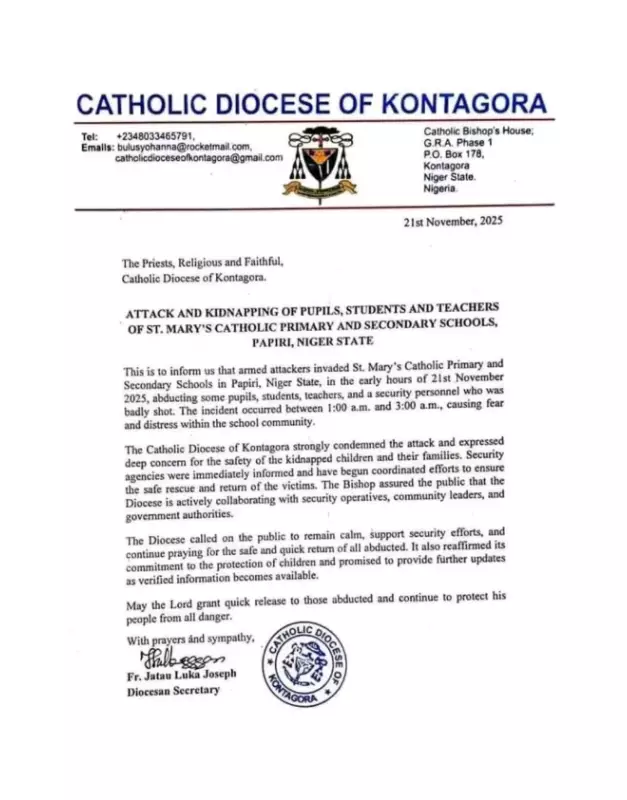 Armed Attack at St. Mary's Schools in Niger: Students, Teachers Kidnapped