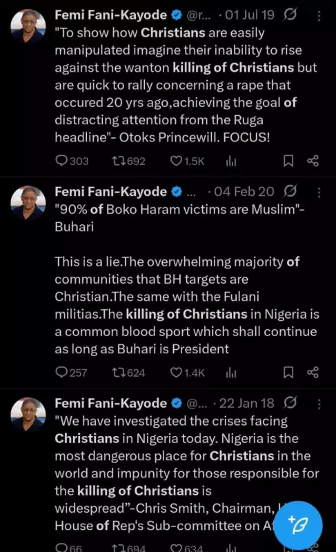 BREAKING: Nigerians DRAG Femi Fani-Kayode After He Cried Out About Christianity Under Attack Following Trump Rant