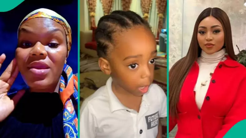 Nigerian Lady Raises Alarm Over Regina Daniels' Son Munir's Bandaged Hand
