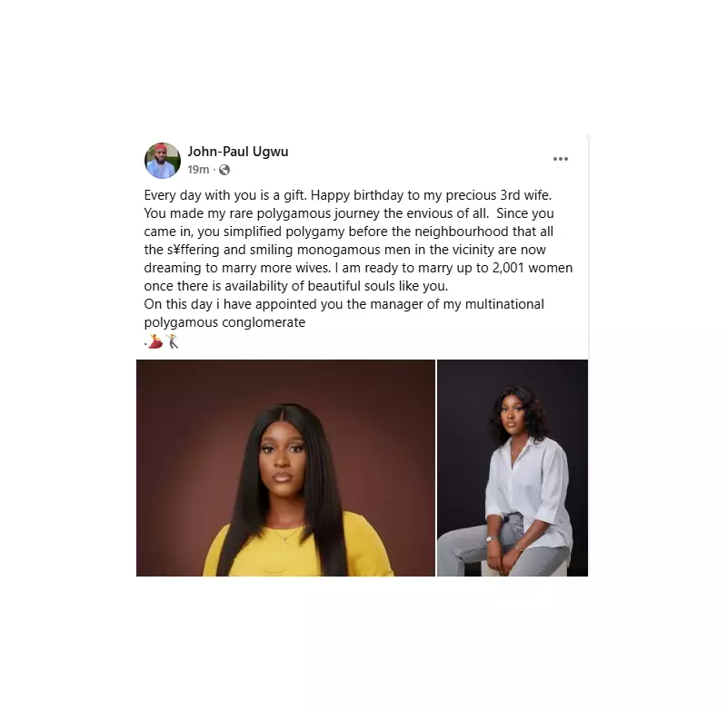 Nigerian Man Celebrates Third Wife's Birthday, Praises Her For Making His Polygamous Journey The Envy Of All