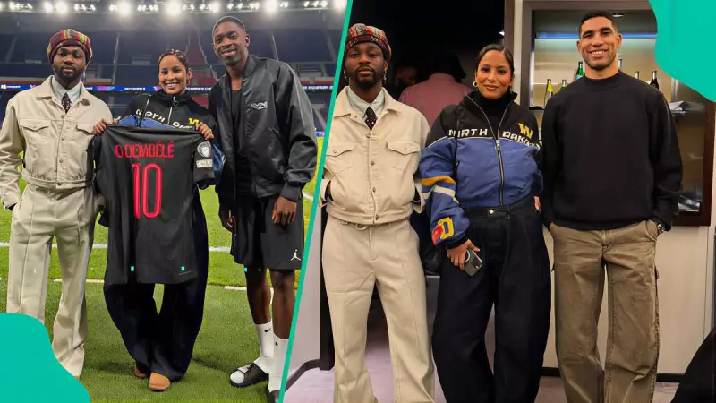 Omah Lay Meets PSG Stars Hakimi & Dembele After 5-3 Champions League Win