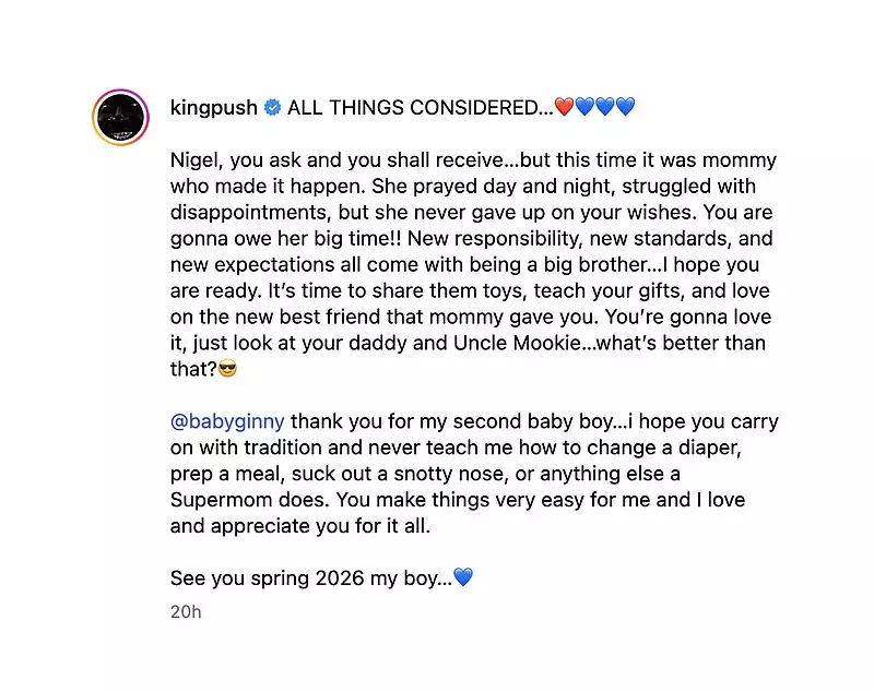 Pusha T and Wife Expecting Second Child, Reveal Baby's Gender