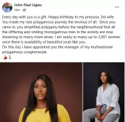 Nigerian Man Celebrates Third Wife's Birthday, Praises Her For Making His Polygamous Journey The Envy Of All