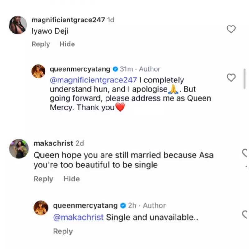 BBNaija's Queen Mercy Atang Confirms Single Status, Ends Marriage
