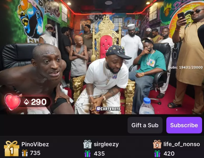Carter Efe Hits 400k Followers, Becomes Africa's Top Twitch Streamer After Davido Collab
