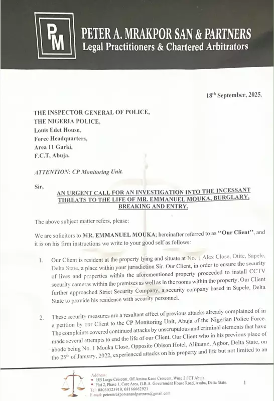 Emmanuel Mouka Seeks Police Probe After Repeated Burglary, Death Threats
