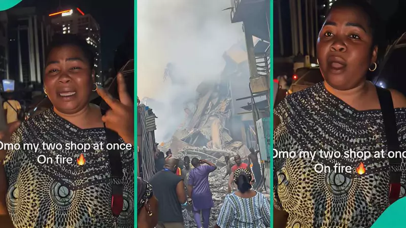 Great Nigeria Tower Fire: Businesswoman Weeps as She Loses 2 Shops in Lagos Blaze