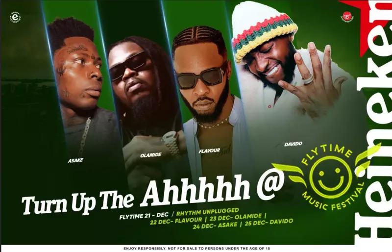 Heineken & Flytime Fest 2025: Davido, Asake, Flavour, Olamide Set for 4 Epic Nights