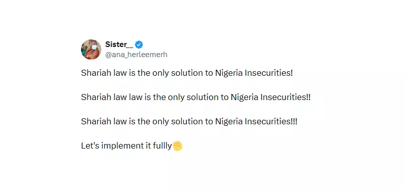 Muslim Woman Advocates Full Sharia Law to End Nigeria's Insecurity