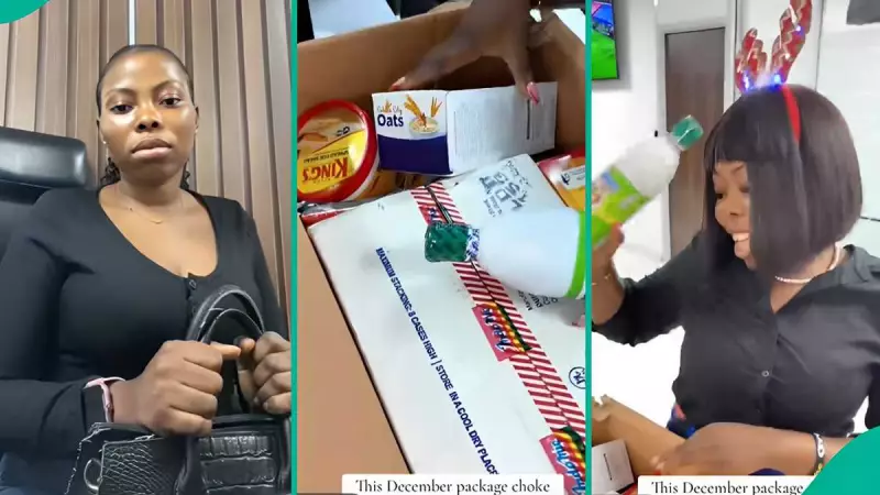 Nigerian Bank Worker's Christmas Bonus Goes Viral: Unboxing Massive 'Package Choke'