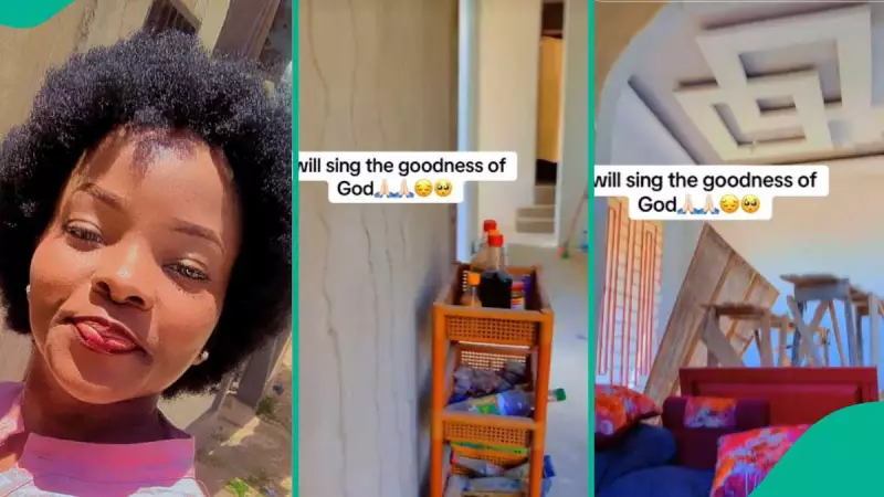 Nigerian Lady Celebrates Moving Into Her Uncompleted House, Inspires Many