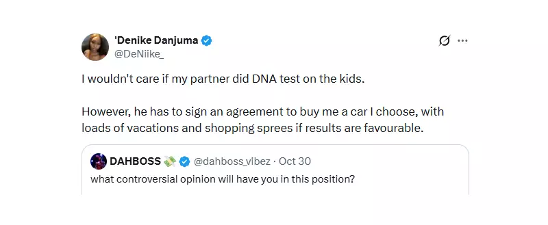Nigerian Lady Demands Car, Vacations as DNA Test Agreement