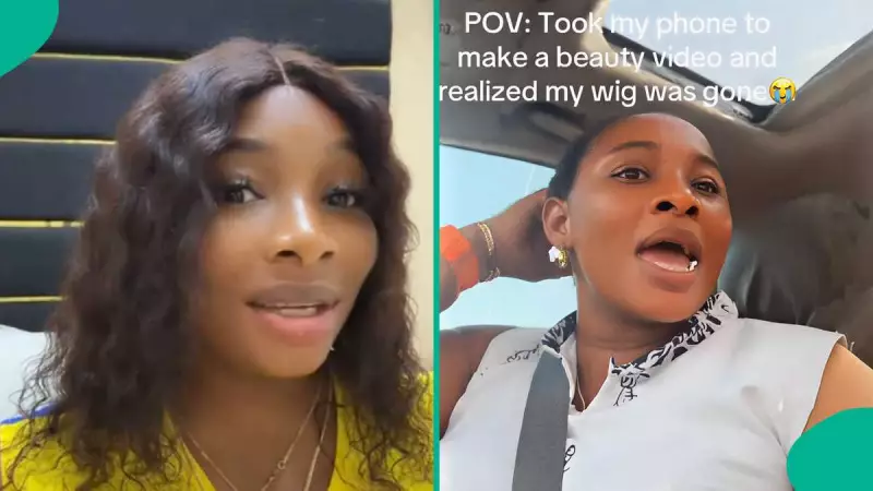 Nigerian Lady in Shock as Her Wig Flies Off Head Without Her Knowledge