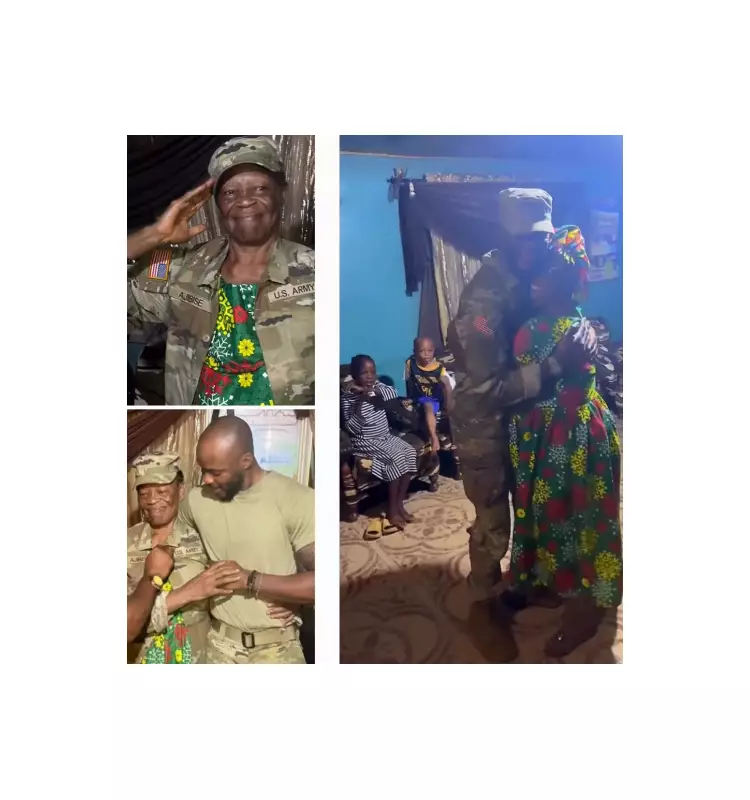 Nigerian Mum's Emotional Reunion with Soldier Son After 7 Years in US Army
