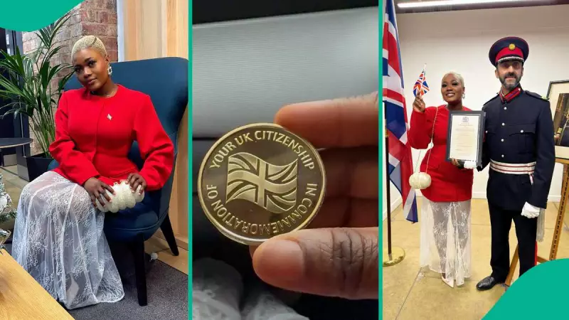 Nigerian Nurse Celebrates UK Citizenship, Flaunts Golden Medal from Government
