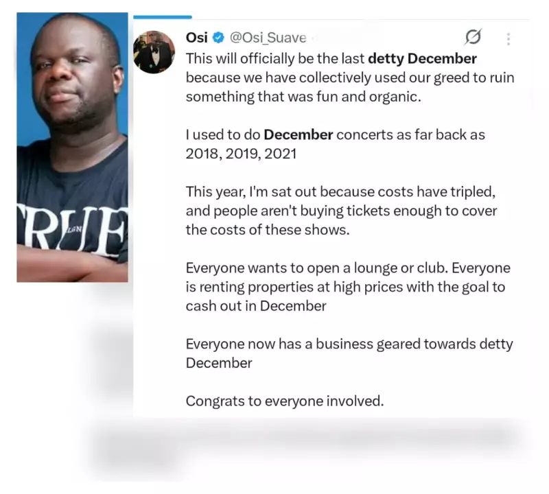 Osi Suave: Rising Costs Threaten Detty December's Future in Nigeria