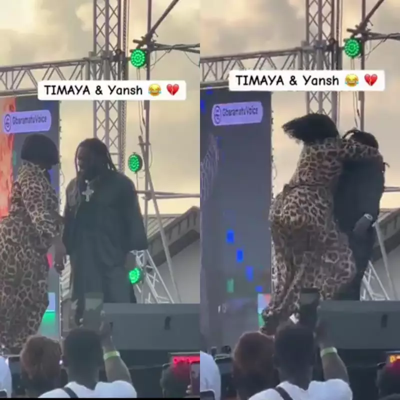 Timaya Falls On Stage Trying to Lift Plus-Size Woman at Delta Carnival