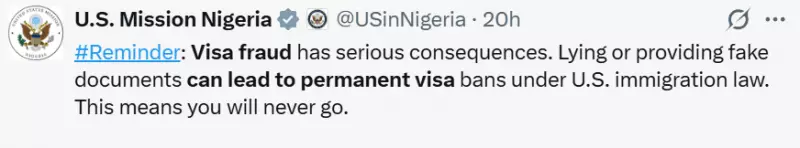 US Embassy Issues Stern Warning: Visa Fraud Leads to Permanent Ban for Nigerians