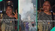 Great Nigeria Tower Fire: Businesswoman Weeps as She Loses 2 Shops in Lagos Blaze