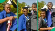 Nigerian Graduate's Touching Gesture: Dresses Mum in His Gown, Video Goes Viral