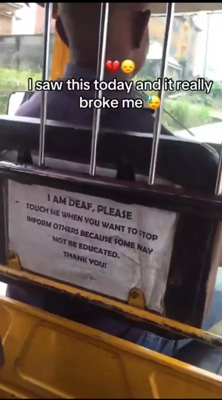 Deaf Keke Driver's Touching Note: 'I Am Deaf, Please Tap Me to Stop'
