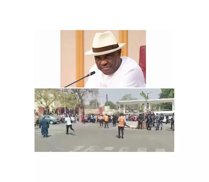 FCT Minister Nyesom Wike's Motorcade Chased by Angry Striking Workers in Abuja