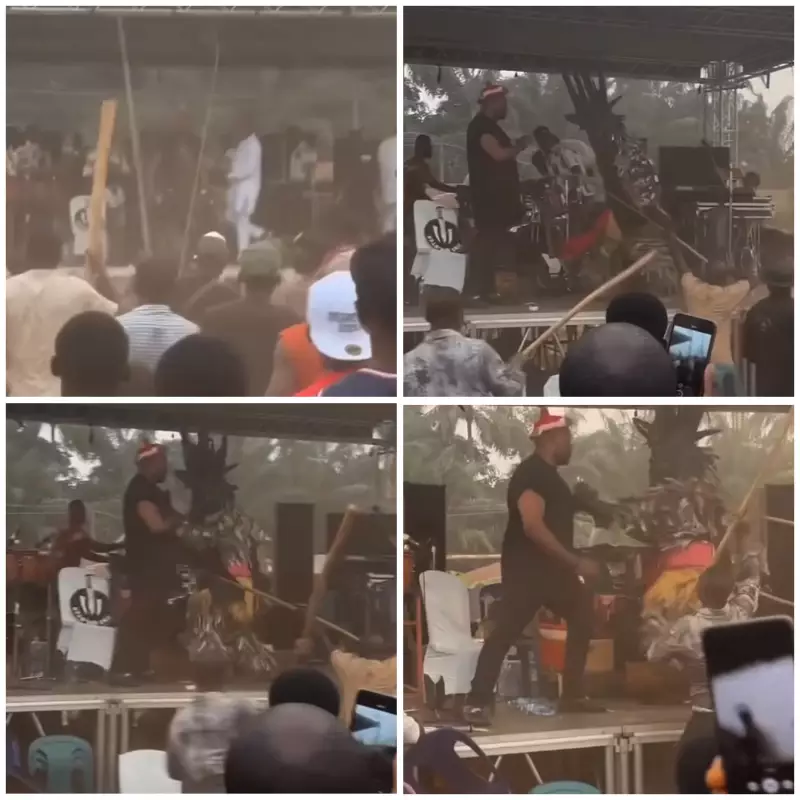 Masquerade Attacks Musician On Stage at Anambra Royal Ofala Festival