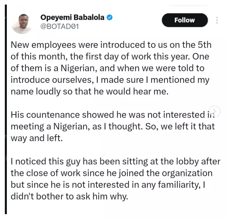 Nigerian Colleague's Workplace Distance Reveals Surprising Proximity at Home