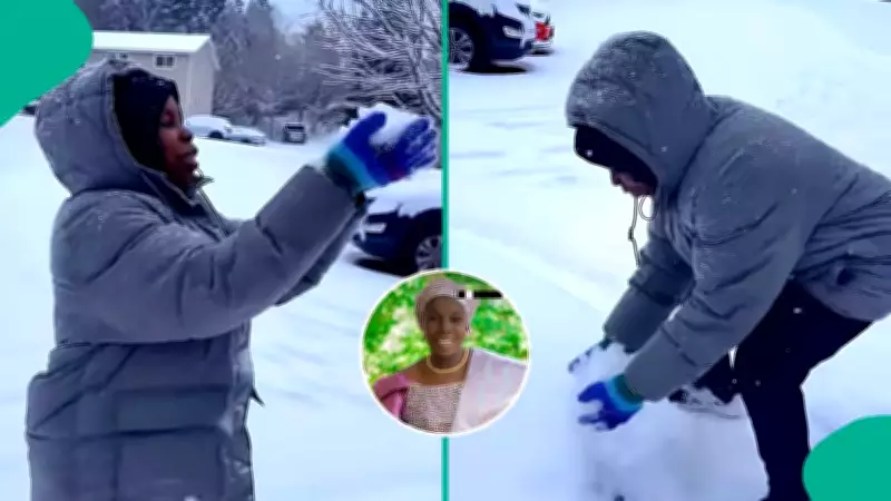 Nigerian Elderly Woman's Joyful First Snow Encounter Abroad Goes Viral