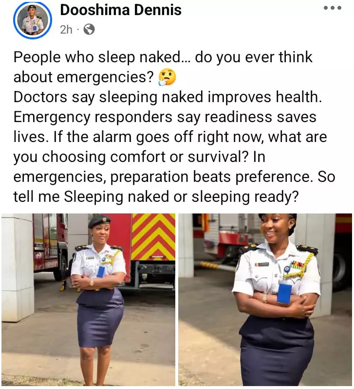 Nigerian Firefighter Warns Against Sleeping Naked for Emergency Preparedness