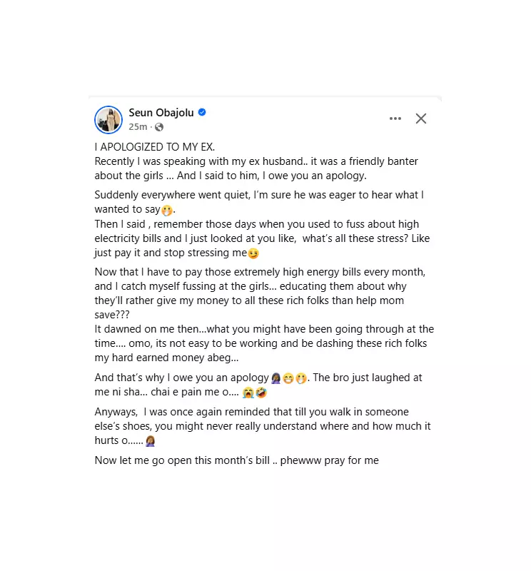 Nigerian Woman in US Apologises to Ex-Husband Over High Electricity Bills