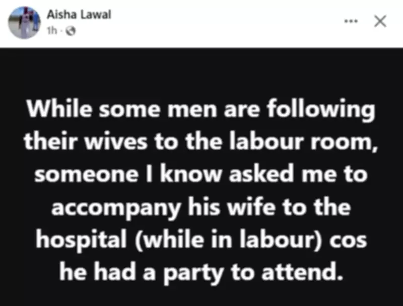 Nigerian Woman Recalls Man's Shocking Request to Skip Wife's Labor for Party