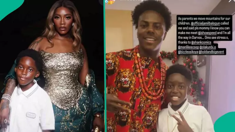 Tiwa Savage Orchestrates Son's Dream Meeting with IShowSpeed from Switzerland