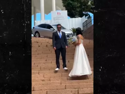 Car Crashes Wedding Photoshoot on Cathedral Stairs in Brazil