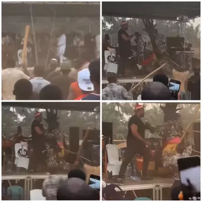 Masquerade Attacks Musician On Stage at Anambra Royal Ofala Festival