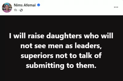 Nigerian Woman Vows to Raise Daughters Who Won't See Men as Leaders or Superiors