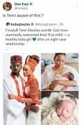Mr Eazi Reacts to Fake News About Him and Wife Welcoming First Child