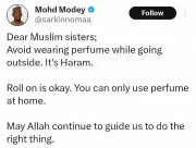 Nigerian Man Advises Muslim Women: Avoid Perfume in Public as It's Haram