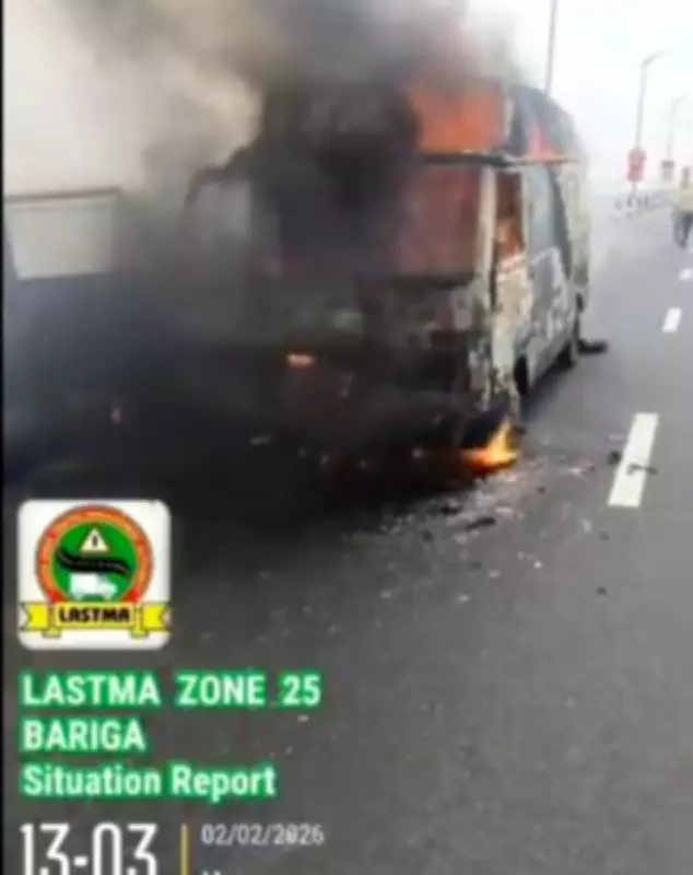 Commercial Bus Erupts in Flames on Third Mainland Bridge, Causes Major Traffic Gridlock