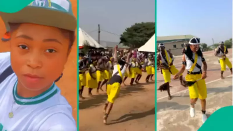 Female Corps Member's Front Flip Stunt at NYSC Camp Goes Viral on Social Media