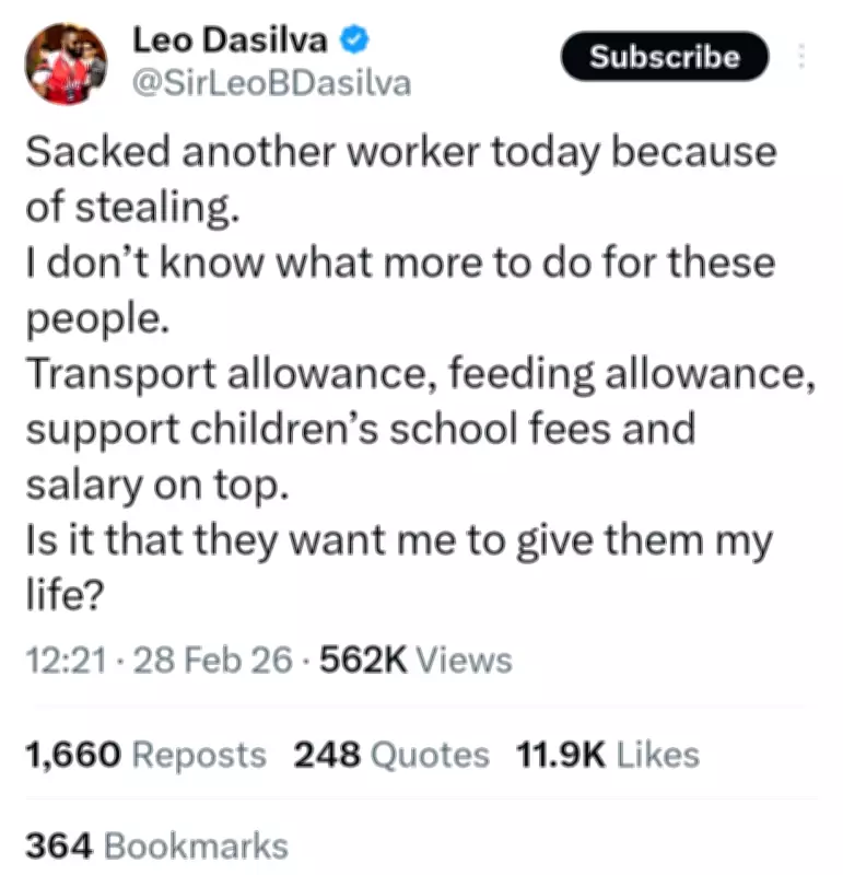 Leo DaSilva Fires Employee for Theft, Laments 'Do They Want My Life?'