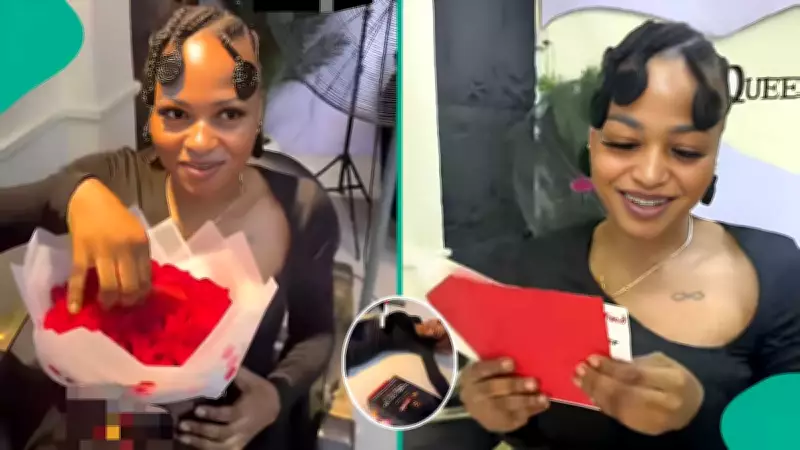 Nigerian Lady's Viral Reaction to Hidden iPhone 17 Air in Valentine's Bouquet