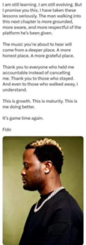 Nigerian Singer Fido Issues Public Apology for Past Disrespectful Behavior