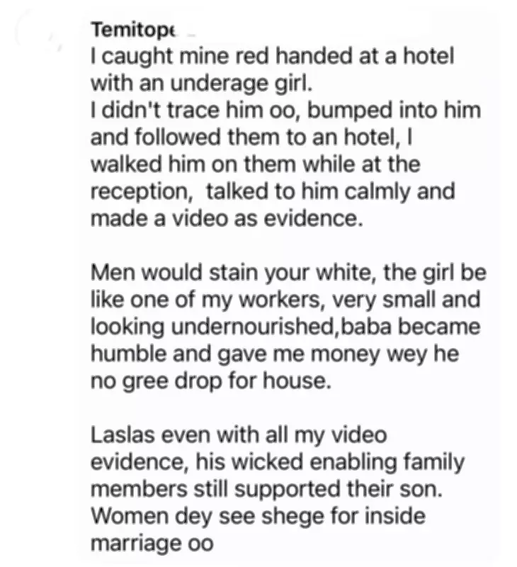 Nigerian Woman's Husband Caught with Minor, Family Still Supports Him