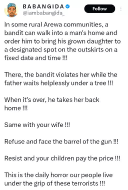 Northern Nigerian Man Details Horrific Bandit Atrocities Against Women and Girls