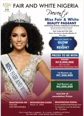 Fair and White Celebrates 30 Years with N10m Beauty Pageant in Lagos