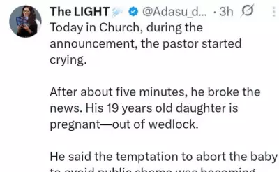 Pastor Weeps in Church Announcing Unmarried Teen Daughter's Pregnancy