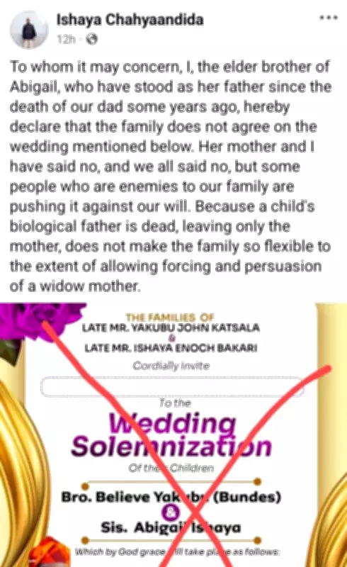 Adamawa Family Drama: Public Rejection of Daughter's Wedding Sparks Controversy