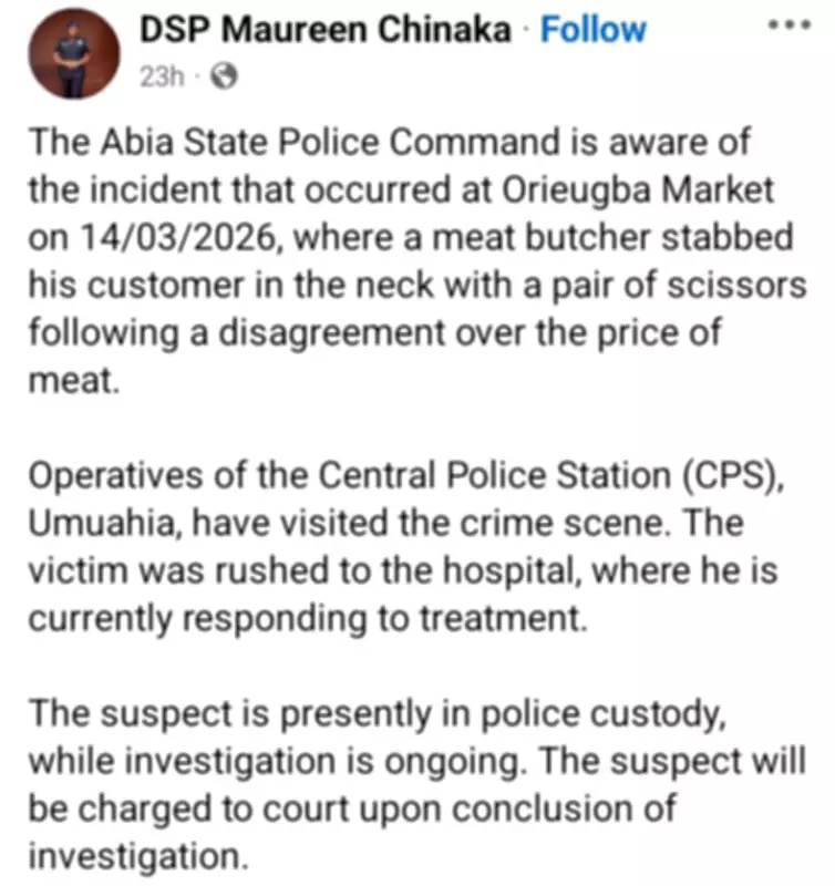 Butcher Stabs Customer in Neck Over Meat Price Dispute in Umuahia Market